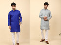 LAUGHTALE Pack of 2 Solid Cotton Blend Straight Kurta for Men (Multicolor)