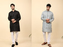LAUGHTALE Pack of 2 Solid Cotton Blend Straight Kurta for Men (Multicolor)
