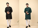 LAUGHTALE Pack of 2 Solid Cotton Blend Straight Kurta for Men (Multicolor)