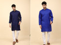 LAUGHTALE Pack of 2 Solid Cotton Blend Straight Kurta for Men (Multicolor)