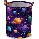 Galaxy Planet Laundry Basket, Purple Kids Hamper, 15.75x19.7in