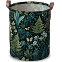 Dark Botanical Laundry Basket, Funky Oxford Cloth Hamper, 15.75x19.7in