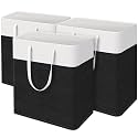 TasticTotes Laundry Basket 3-Pack, Laundry Hamper, 125L-Black