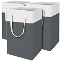 TasticTotes Laundry Basket 3-Pack, Laundry Hamper, 75L-Grey