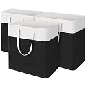 TasticTotes Laundry Basket 3-Pack, Laundry Hamper, 100L-Black