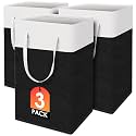 TasticTotes Laundry Basket 3-Pack, Laundry Hamper, 75L-Black