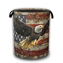 American Flag Eagle Laundry Basket,Waterproof Foldable Laundry Hamper,Dirty Clothes Basket, Linen Bin Storage Organizer Collection 16" x 20.8"