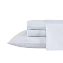 Laura Ashley - King Sheet Set, Buttery-Soft Bed Sheets with a Naturally Silky Smooth Cotton Sateen Lightweight Feel - Matching Pillowcases &amp; Fitted Sheet (Ramona Blue) (Pack of 6)