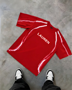 Lauren Adams Printed Men Round Neck Red
