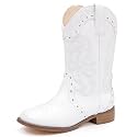 LAURMOSA Kids Cowgirl Boots for Girls Western Square Toe Girls Sparkle Boots Zipper Mid Calf Low Heel Horse Riding for Toddler Little Big Kids