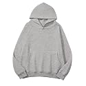 Lauweion Women Solid Basic Fleece Letter Loose Hoodie Sweatshirt Long Sleeve Kangaroo Pocket Drop Shoulder Pullovers Top