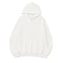 Lauweion Women Solid Basic Fleece Letter Loose Hoodie Sweatshirt Long Sleeve Kangaroo Pocket Drop Shoulder Pullovers Top
