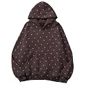 Lauweion Women Solid Basic Fleece Letter Loose Hoodie Sweatshirt Long Sleeve Kangaroo Pocket Drop Shoulder Pullovers Top