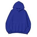 Lauweion Women Solid Basic Fleece Letter Loose Hoodie Sweatshirt Long Sleeve Kangaroo Pocket Drop Shoulder Pullovers Top