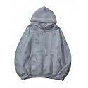 Lauweion Women Solid Basic Fleece Letter Loose Hoodie Sweatshirt Long Sleeve Kangaroo Pocket Drop Shoulder Pullovers Top