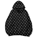 Lauweion Women Solid Basic Fleece Letter Loose Hoodie Sweatshirt Long Sleeve Kangaroo Pocket Drop Shoulder Pullovers Top