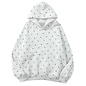 Lauweion Women Solid Basic Fleece Letter Loose Hoodie Sweatshirt Long Sleeve Kangaroo Pocket Drop Shoulder Pullovers Top