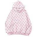 Lauweion Women Solid Basic Fleece Letter Loose Hoodie Sweatshirt Long Sleeve Kangaroo Pocket Drop Shoulder Pullovers Top