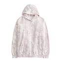 Lauweion Women Solid Basic Fleece Letter Loose Hoodie Sweatshirt Long Sleeve Kangaroo Pocket Drop Shoulder Pullovers Top