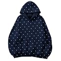 Lauweion Women Solid Basic Fleece Letter Loose Hoodie Sweatshirt Long Sleeve Kangaroo Pocket Drop Shoulder Pullovers Top