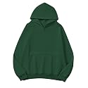 Lauweion Women Solid Basic Fleece Letter Loose Hoodie Sweatshirt Long Sleeve Kangaroo Pocket Drop Shoulder Pullovers Top