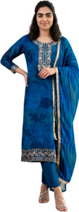 Lavanyaz Women Silk Blend Kurti Pyjama Dupatta