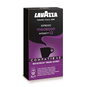 lavazza espresso vigoroso nespresso compatible capsule coffee10 pods in one pack intensity 12 free sugar sachet 10 count