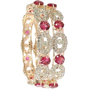 lavazza rose cz amercian diamond alloy metal bangles premium kada set for women amp girls  latest women39s kangan stylish  trendy girl39s bangles bracelet  rose gold bangles diamond- set of 2 bangles