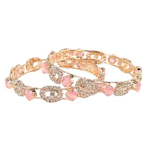 lavazza rose cz amercian diamond alloy metal bangles premium kada set for women amp girls  latest women39s kangan stylish  trendy girl39s bangles bracelet  rose gold bangles diamond- set of 2 bangles