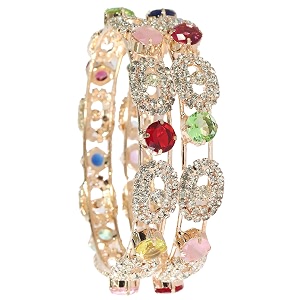 lavazza rose cz amercian diamond alloy metal bangles premium kada set for women amp girls  latest women39s kangan stylish  trendy girl39s bangles bracelet  rose gold bangles diamond- set of 2 bangles