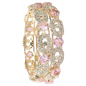 lavazza rose cz amercian diamond alloy metal bangles premium kada set for women amp girls  latest women39s kangan stylish  trendy girl39s bangles bracelet  rose gold bangles diamond- set of 2 bangles