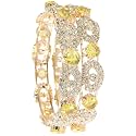 LAVAZZA Rose CZ Amercian Diamond Alloy Metal Bangles Premium Kada Set For Women &amp; Girls | Latest Women's Kangan Stylish | Trendy Girl's Bangles Bracelet | Rose Gold Bangles Diamond- Set of 2 Bangles