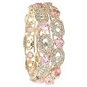 LAVAZZA Rose CZ Amercian Diamond Alloy Metal Bangles Premium Kada Set For Women &amp; Girls | Latest Women's Kangan Stylish | Trendy Girl's Bangles Bracelet | Rose Gold Bangles Diamond- Set of 2 Bangles