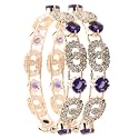 LAVAZZA Rose CZ Amercian Diamond Alloy Metal Bangles Premium Kada Set For Women &amp; Girls | Latest Women's Kangan Stylish | Trendy Girl's Bangles Bracelet | Rose Gold Bangles Diamond- Set of 2 Bangles