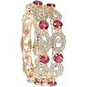 LAVAZZA Rose CZ Amercian Diamond Alloy Metal Bangles Premium Kada Set For Women &amp; Girls | Latest Women's Kangan Stylish | Trendy Girl's Bangles Bracelet | Rose Gold Bangles Diamond- Set of 2 Bangles