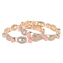 LAVAZZA Rose CZ Amercian Diamond Alloy Metal Bangles Premium Kada Set For Women &amp; Girls | Latest Women's Kangan Stylish | Trendy Girl's Bangles Bracelet | Rose Gold Bangles Diamond- Set of 2 Bangles