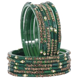 lavazza stylish glass bangles set for women and girls with golden zircon stone amp beads  fancy women39s glass chudi  diamond bangles  women39s fashion jewellery