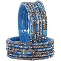 LAVAZZA Stylish Glass Bangles Set For Women and Girls with Golden Zircon Stone &amp; Beads | Fancy Women's Glass Chudi | Diamond Bangles | Women's Fashion Jewellery