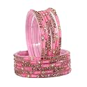 LAVAZZA Stylish Glass Bangles Set For Women and Girls with Golden Zircon Stone &amp; Beads | Fancy Women's Glass Chudi | Diamond Bangles | Women's Fashion Jewellery