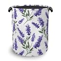 Lavender Laundry Basket,Oxford Cloth Laundry Hamper with Handle Foldable Portable Clothes Storage Basket for Bathroom Bedroom Dorm Room 16" x 20.8"