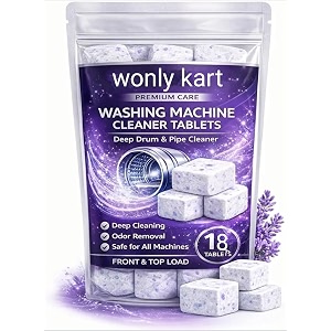 lavender-scented washing machine deep cleaner descaler 18 tablets for all front and top load machines with descaling and stain-removing power 1 pack of 18
