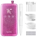 Lavinda Professional Nail Drill, 35000RPM Cordless E-File, Sparkling Pink