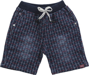 lavish club short for boys casual checkered denim blue pack of 1