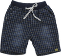 LAVISH CLUB Short For Boys Casual Checkered Denim (Blue, Pack of 1)