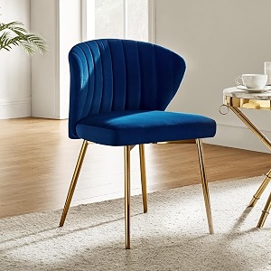 velvet dining chairs modern small armless accent chair with gold metal legs living room upholstered cute side chair elegant tufted back vanity chair for bedroombeauty room blue