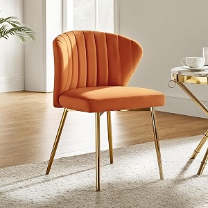 velvet dining chairs modern small armless accent chair with gold metal legs living room upholstered cute side chair elegant tufted back vanity chair for bedroombeauty room orange