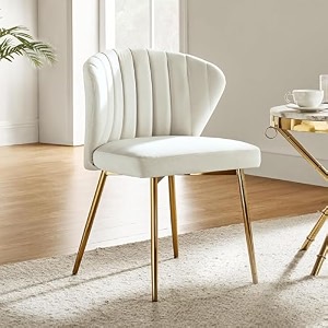 velvet dining chairs modern small armless accent chair with gold metal legs living room upholstered cute side chair elegant tufted back vanity chair for bedroombeauty room ivory