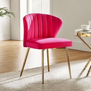 velvet dining chairs modern small armless accent chair with gold metal legs living room upholstered cute side chair elegant tufted back vanity chair for bedroombeauty room pink