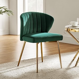 velvet dining chairs modern small armless accent chair with gold metal legs living room upholstered cute side chair elegant tufted back vanity chair for bedroombeauty room green