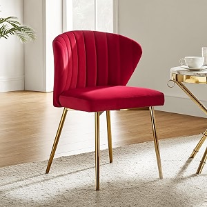 velvet dining chairs modern small armless accent chair with gold metal legs living room upholstered cute side chair elegant tufted back vanity chair for bedroombeauty room red